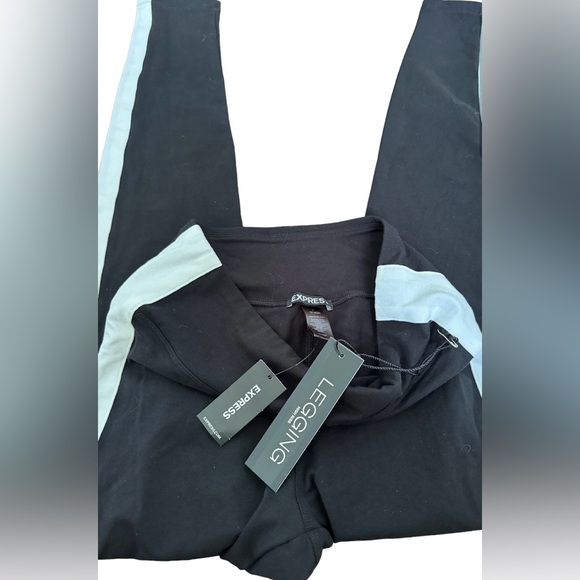 NWT Express black with white strip athletic leggings - Picture 5 of 5